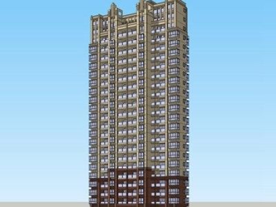 新古典高层住宅建筑SU模型下载_sketchup草图大师SKP模型