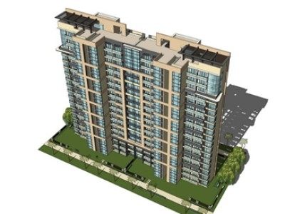 现代风格高层住宅小区建筑SU模型下载_sketchup草图大师SKP模型