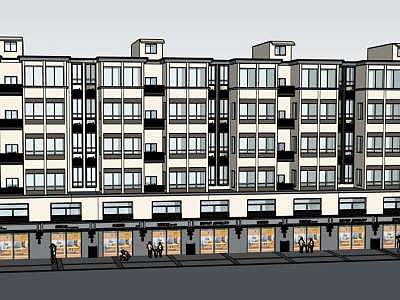 街道改造建筑老楼翻新SU模型下载_sketchup草图大师SKP模型