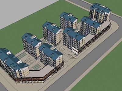 居住小区住宅建筑SU模型下载_sketchup草图大师SKP模型