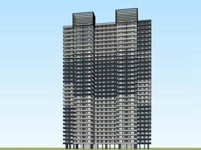 现代高层住宅建筑小区SU模型下载_sketchup草图大师SKP模型