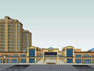 商业住宅步行街建筑SU模型下载_sketchup草图大师SKP模型