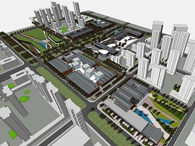 厂房改造商业建筑SU模型下载_sketchup草图大师SKP模型