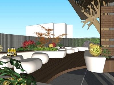 办公楼屋顶花园景观建筑SU模型下载_sketchup草图大师SKP模型