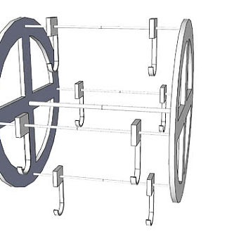 圆形衣钩架SU模型下载_sketchup草图大师SKP模型
