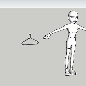 人物模型和衣架SU模型下载_sketchup草图大师SKP模型