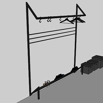 室内壁式挂衣架SU模型下载_sketchup草图大师SKP模型