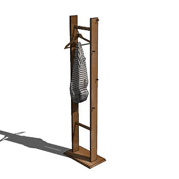 卧房小型实木挂衣架SU模型下载_sketchup草图大师SKP模型