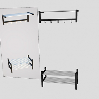 室内挂衣架和鞋架SU模型下载_sketchup草图大师SKP模型