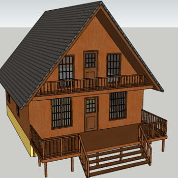 欧式木棚屋别墅SU模型下载_sketchup草图大师SKP模型