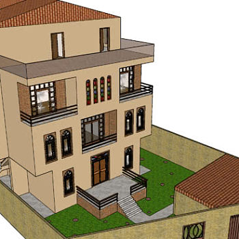 伊朗外观的现代别墅SU模型下载_sketchup草图大师SKP模型