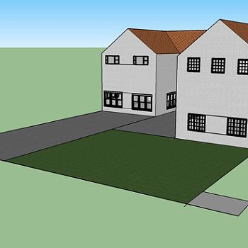 U型设计外观乡村别墅SU模型下载_sketchup草图大师SKP模型