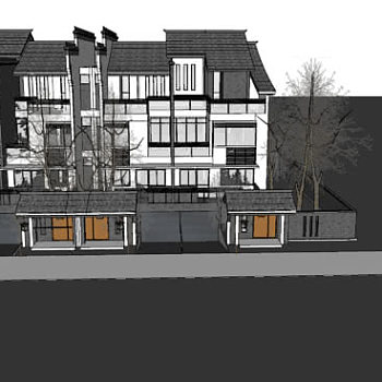 北欧风格别墅建筑SU模型下载_sketchup草图大师SKP模型