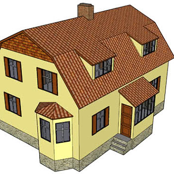 经济型家庭住宅别墅SU模型下载_sketchup草图大师SKP模型