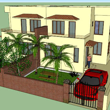 复式轻奢别墅建筑SU模型下载_sketchup草图大师SKP模型