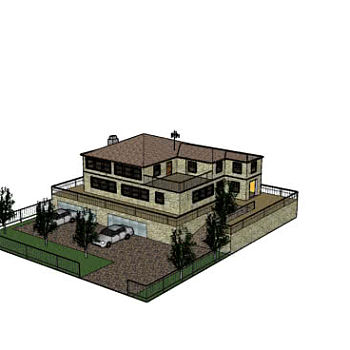 复式别墅建筑设计SU模型下载_sketchup草图大师SKP模型