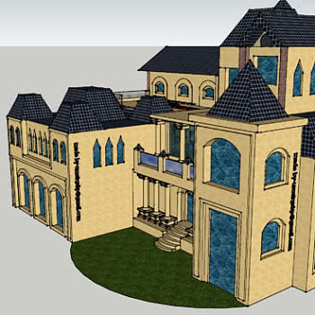 欧式古堡别墅设计SU模型下载_sketchup草图大师SKP模型