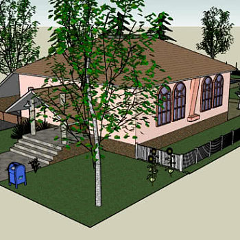 郊区花园别墅建筑SU模型下载_sketchup草图大师SKP模型