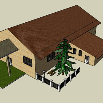 田园别墅建筑SU模型下载_sketchup草图大师SKP模型