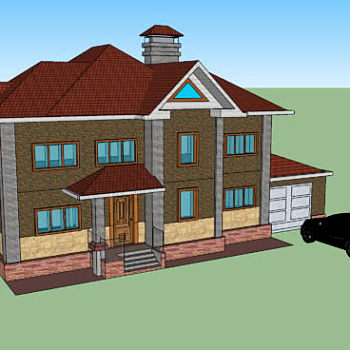 独栋别墅带车库SU模型下载_sketchup草图大师SKP模型