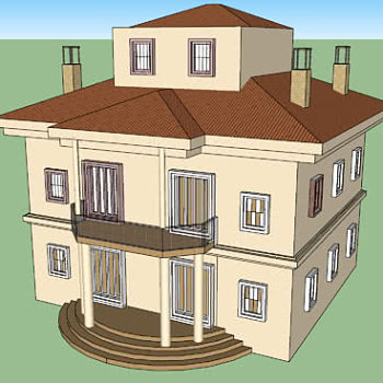 现代三层独栋别墅SU模型下载_sketchup草图大师SKP模型