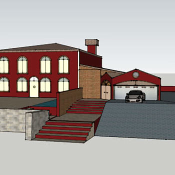 别墅凉棚车库泳池SU模型下载_sketchup草图大师SKP模型