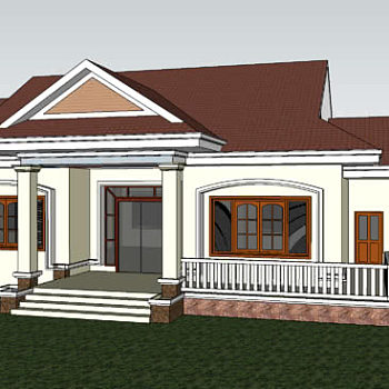 现代别墅庭院走廊SU模型下载_sketchup草图大师SKP模型