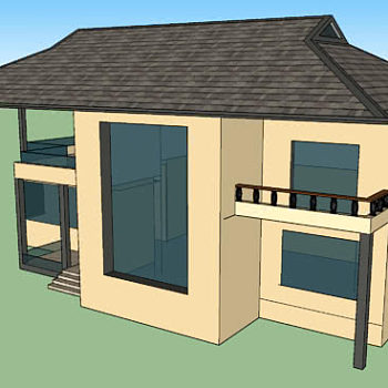新中式小型别墅SU模型下载_sketchup草图大师SKP模型