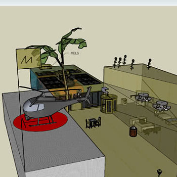 房屋车库停机坪草图SU模型下载_sketchup草图大师SKP模型