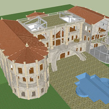 文艺复兴时期的别墅SU模型下载_sketchup草图大师SKP模型