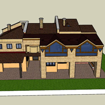 现代中式别墅SU模型下载_sketchup草图大师SKP模型