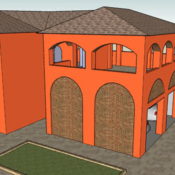 欧式拱门别墅SU模型下载_sketchup草图大师SKP模型