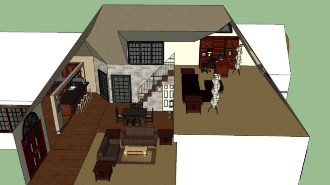 新中式别墅室内设计SU模型下载_sketchup草图大师SKP模型