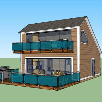 宜家房屋室外厨房护栏SU模型下载_sketchup草图大师SKP模型