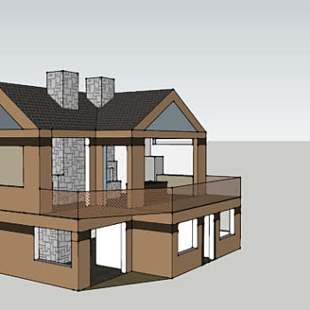美式烟囱别墅独栋SU模型下载_sketchup草图大师SKP模型