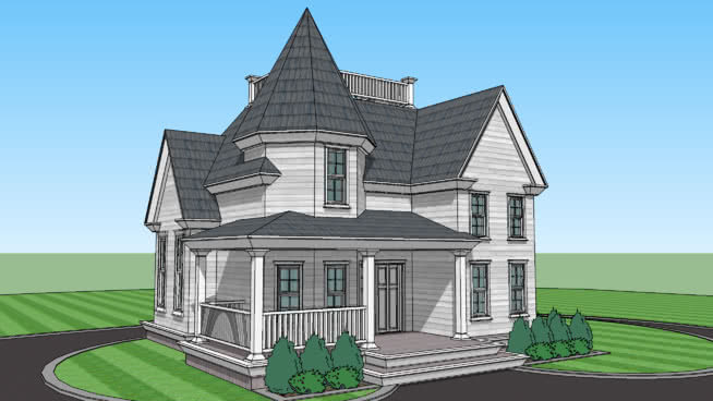 维多利亚时代的别墅SU模型下载_sketchup草图大师SKP模型
