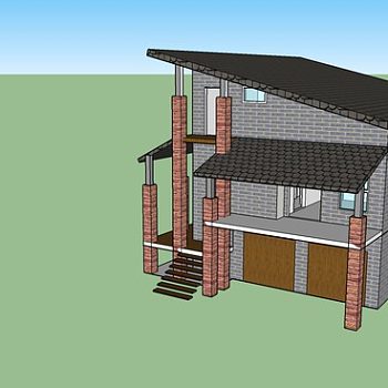 现代乡村别墅SU模型下载_sketchup草图大师SKP模型