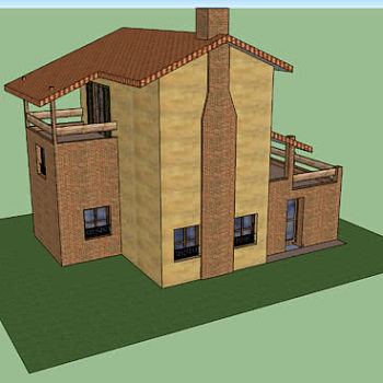 美式乡村三层房屋SU模型下载_sketchup草图大师SKP模型