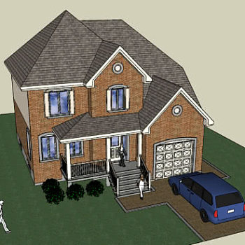 现代欧式别墅车库建筑SU模型下载_sketchup草图大师SKP模型