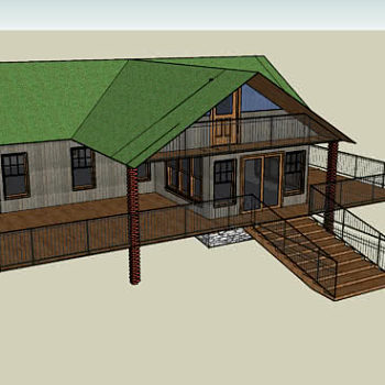 挪威木制走廊小屋SU模型下载_sketchup草图大师SKP模型