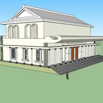 罗马风格走廊别墅SU模型下载_sketchup草图大师SKP模型