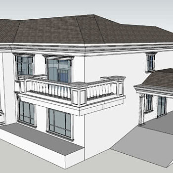 简欧大别墅SU模型下载_sketchup草图大师SKP模型