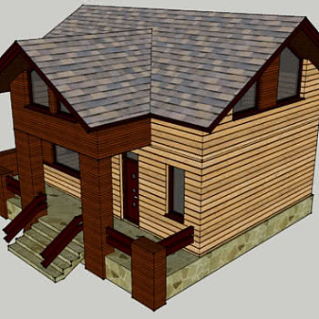 欧式乡村小屋走廊过道SU模型下载_sketchup草图大师SKP模型