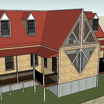 郊区住宅隔断壁炉走道SU模型下载_sketchup草图大师SKP模型