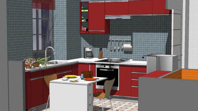 现代室内精装厨房SU模型下载_sketchup草图大师SKP模型