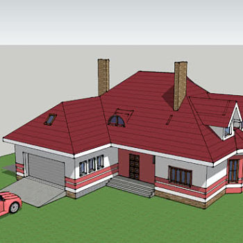 乡间风格车库住宅SU模型下载_sketchup草图大师SKP模型