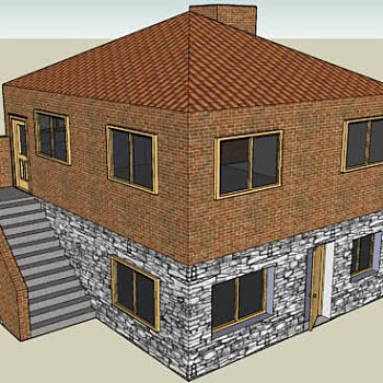 老村庄砖石住宅SU模型下载_sketchup草图大师SKP模型