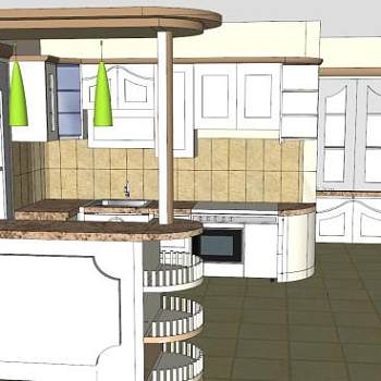 现代厨房U型橱柜SU型下载_sketchup草图大师SKP模型