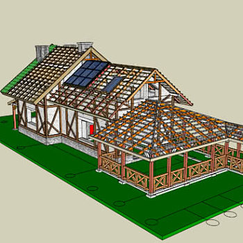 乡间木屋模架住宅SU模型下载_sketchup草图大师SKP模型