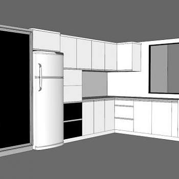 现代风格L型厨房橱柜SU模型下载_sketchup草图大师SKP模型